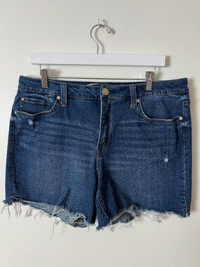 Seven7 Denim Shorts | Mid Rise | Distressed Frayed Hem | Stretch | Size 14